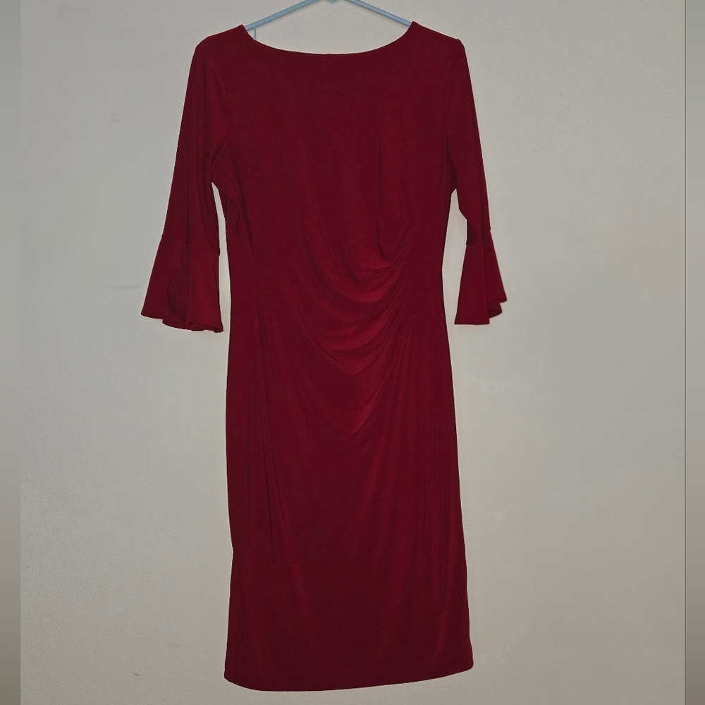 Anne Klein Deep Red Bell Sleeve Dress